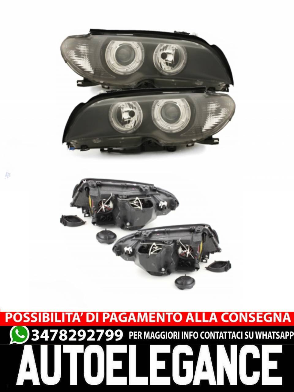 Headlights suitable for BMW E46 Coupe 03-06_2 halo rims_black 