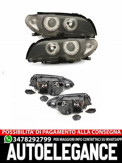Headlights suitable for BMW E46 Coupe 03-06_2 halo rims_black 