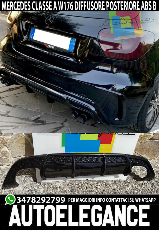 MERCEDES A-CLASS W176 REAR BUMPER DIFFUSER GLOSSY ABS AMG B - 04