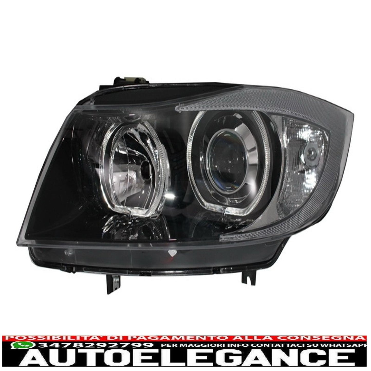 angel eye headlights suitable for bmw 3 series e90 sedan e91 touring (03.2005-2011) black 
