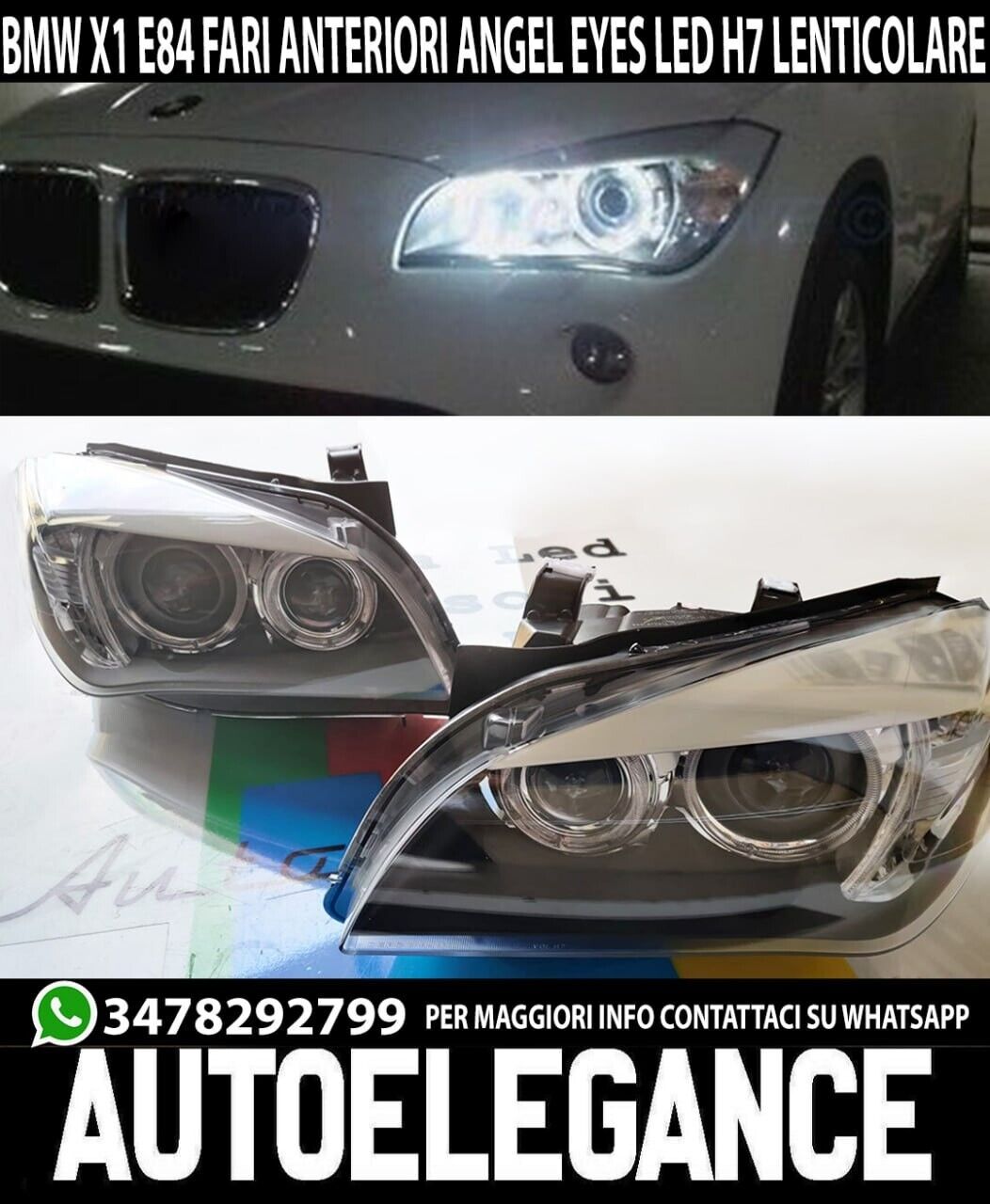 ANGEL EYES LED HEADLIGHTS BLACK SUITABLE FOR BMW X1 E84 SPORTY LOOK