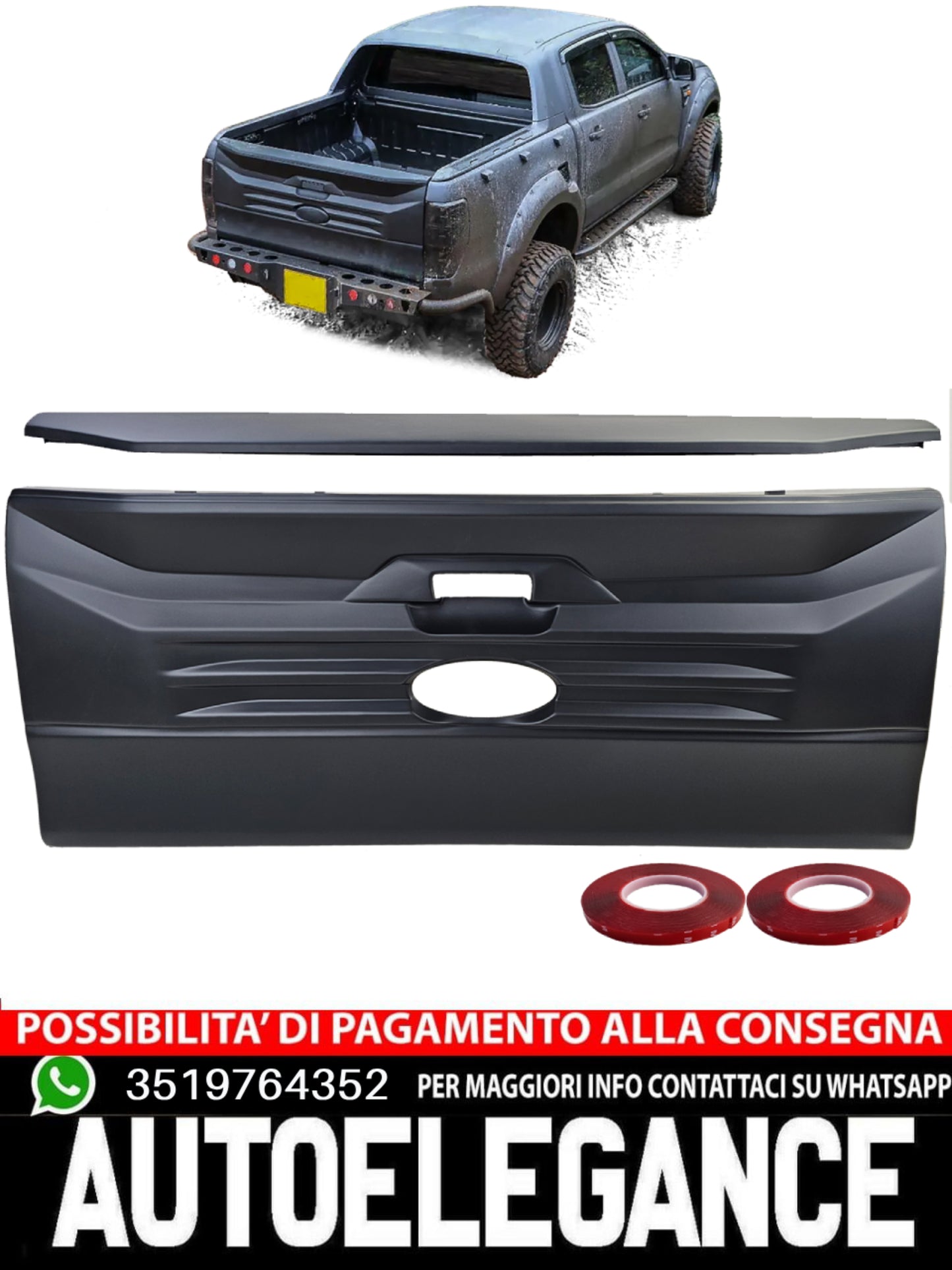 Copri portellone posteriore con protezione paraurti per Ford Ranger T6 T7 T8