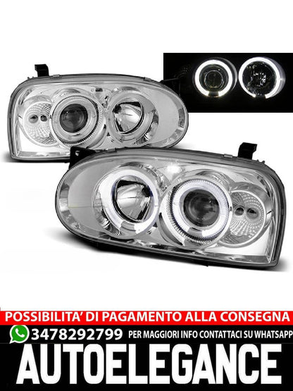 CHROME ANGEL EYES HEADLIGHTS for VW GOLF 3 09.91-08.97 