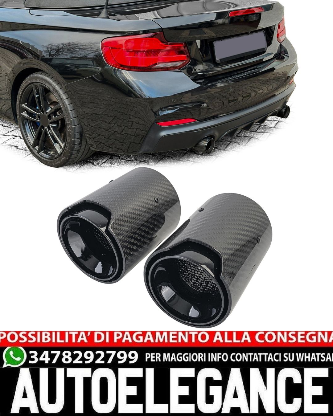 TERMINALI IN CARBONIO ADATTI PER BMW SERIE 2 F22 F23 LOOK SPORTIVO