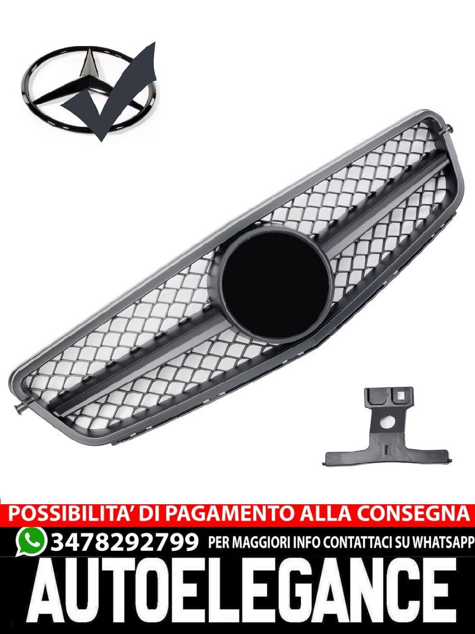 Griglia sportiva per Mercedes W204 S204 C63 AMG LOOK nero opaco