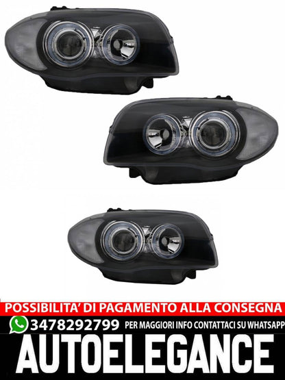 Fari adatti per BMW Seria 1 E81 E82 E87 E88 (2004-2011) Cerchi Angel Eyes 2 NERO