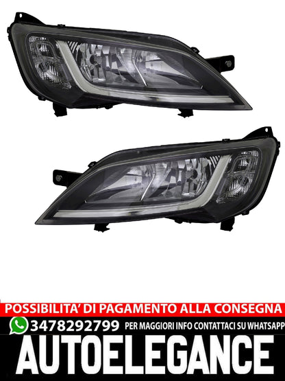Headlight Set for Citroen Fiat Peugeot LWR Actuator TFL DRL H7 Black 