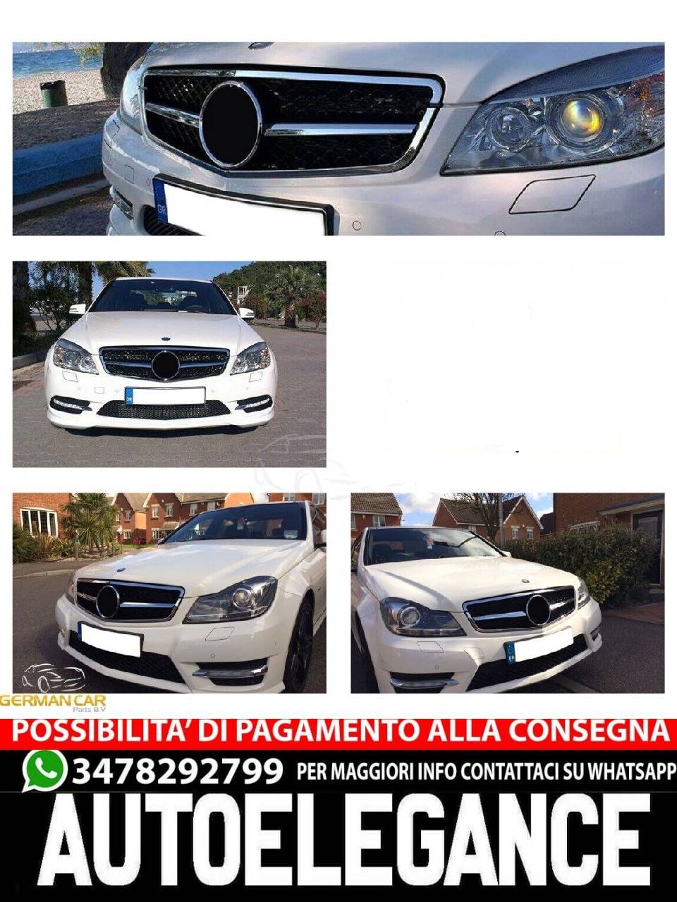 Griglia sportiva per Mercedes W204 S204 C cromata nera C63 AMG