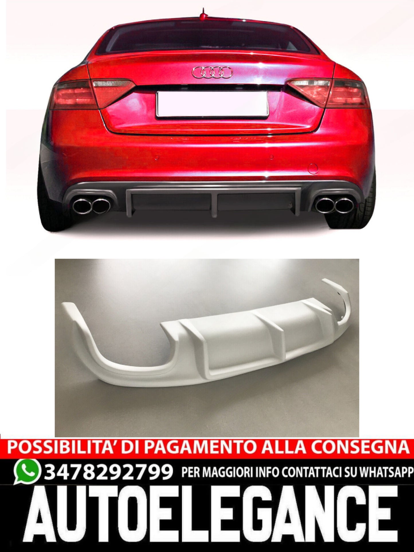 DIFFUSORE ADATTO PER AUDI A5 S-LINE COUPE 2007-2011 (solo s-line!)