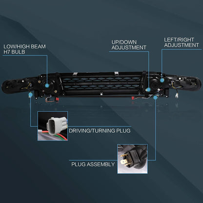 Black Grille LED Headlights Fit For Toyota FJ Cruiser 1st Generation 2007-2015 