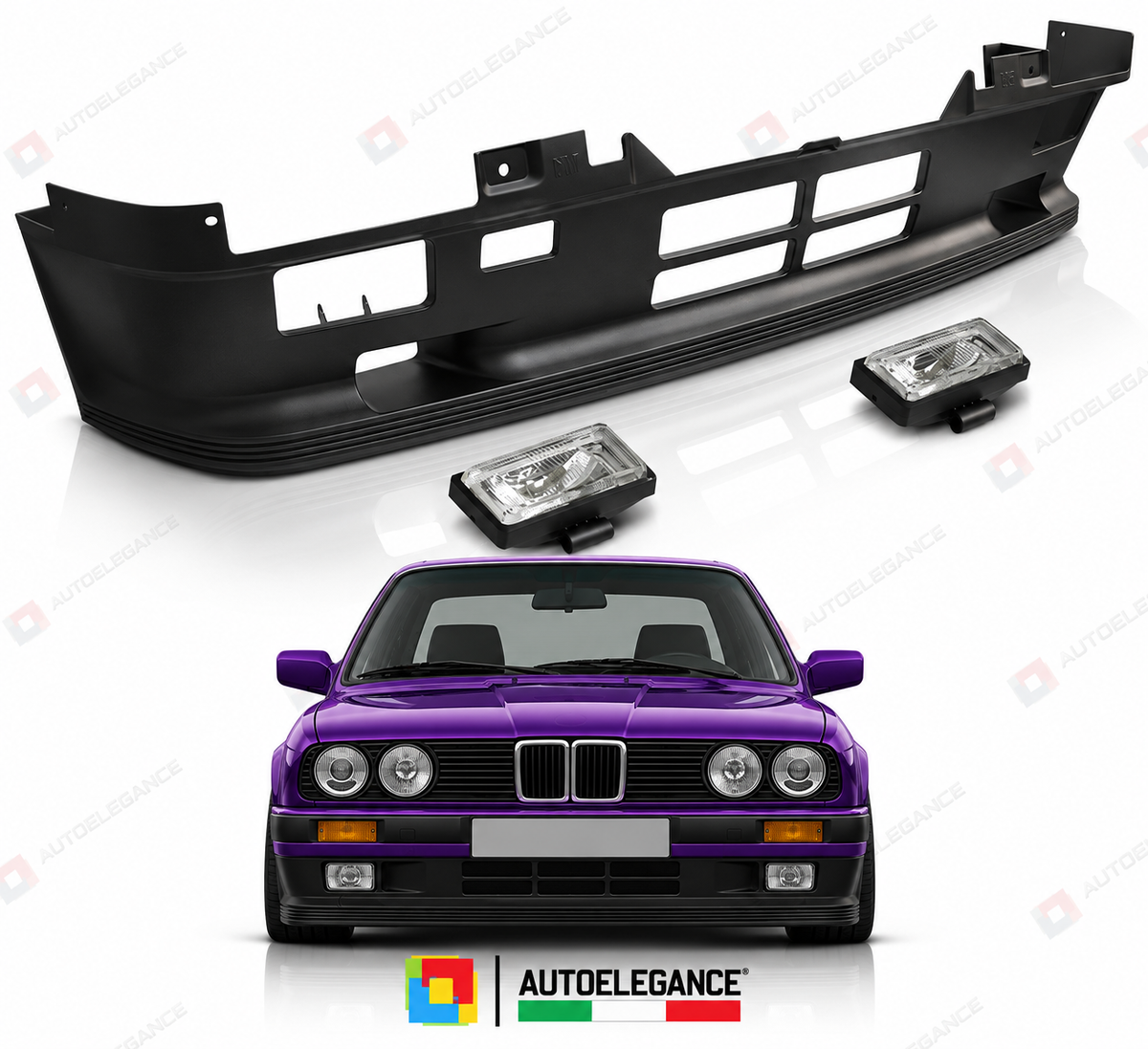 PARAURTI ANTERIORE STILE SPORT + FENDINEBBIA adatto per BMW E30 82-90