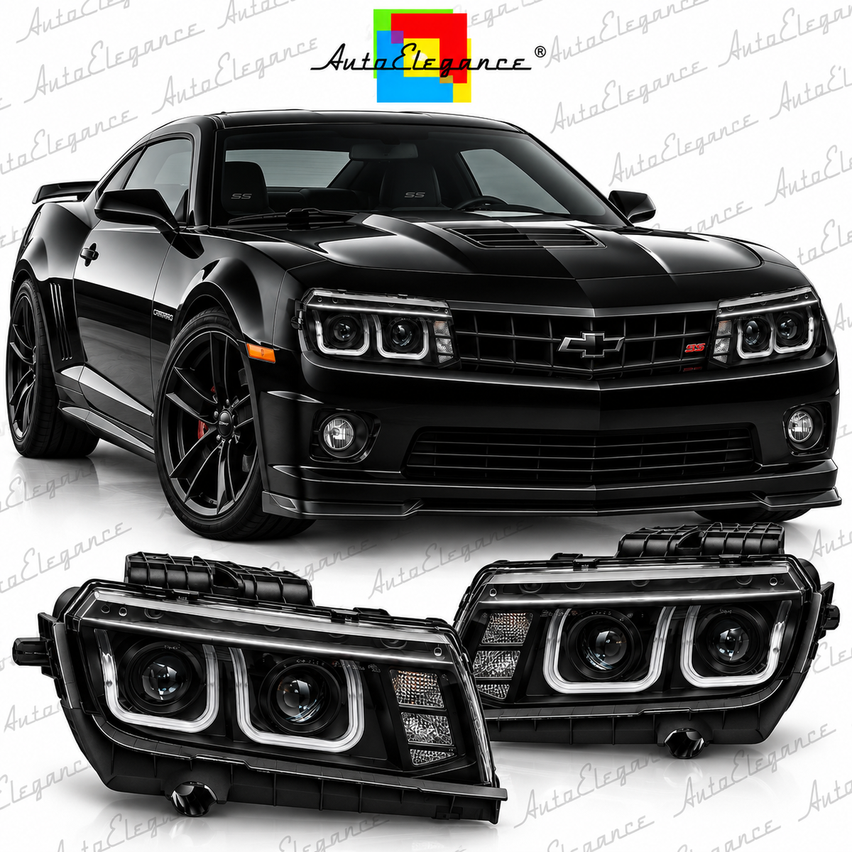 ART.5522 FARI ANTERIORI ADATTO PER CHEVROLET CAMARO 13-15 NERO