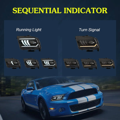 LED Headlights for Ford Mustang 2005-2009 [NOT fit Shelby GT500 / GT500KR models] 