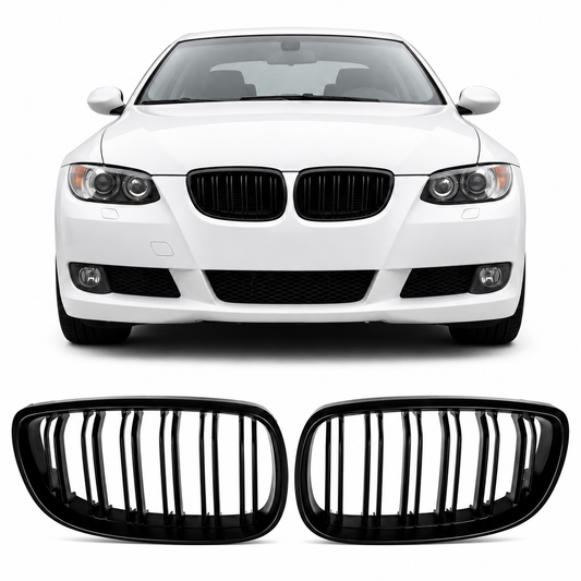 👉Griglia anteriore lucida nera a doppia linea, adatta per BMW 3 E92 E93 05-10👈