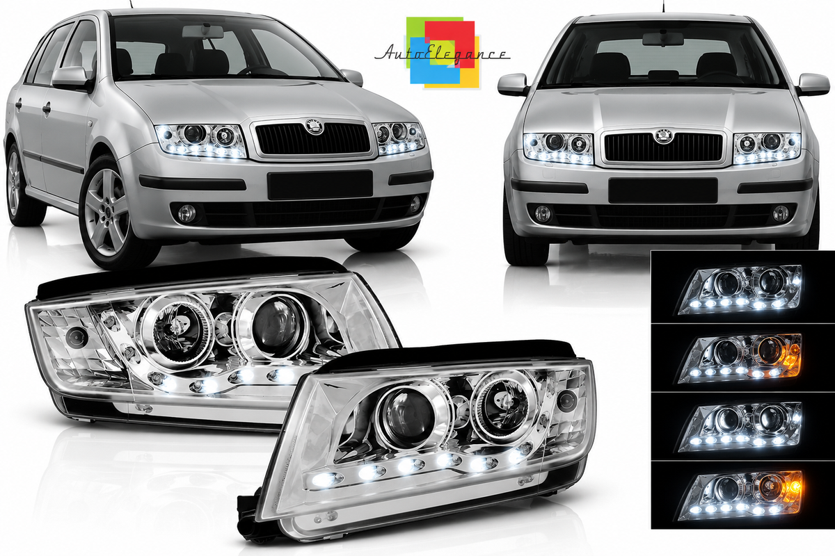 FARI CROMATI DIURNI ADATTI PER SKODA FABIA I 99-08