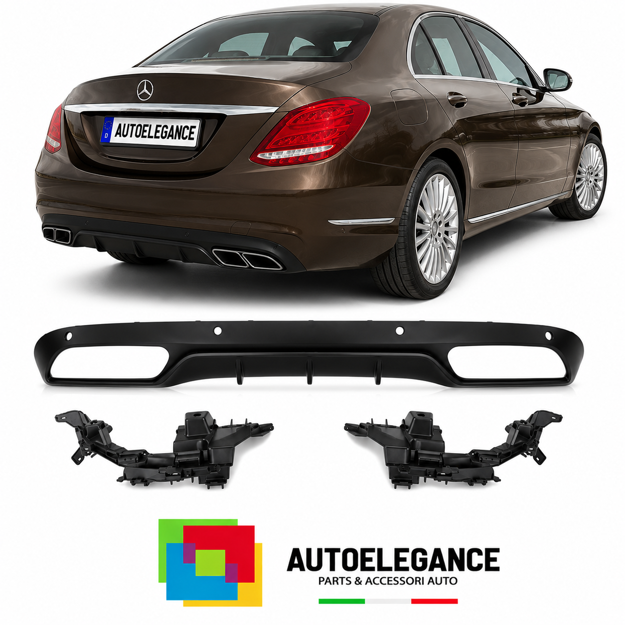 DIFFUSORE MERCEDES CLASSE C W205 14-21 LOOK C63 FINITURA NERO LUCIDO