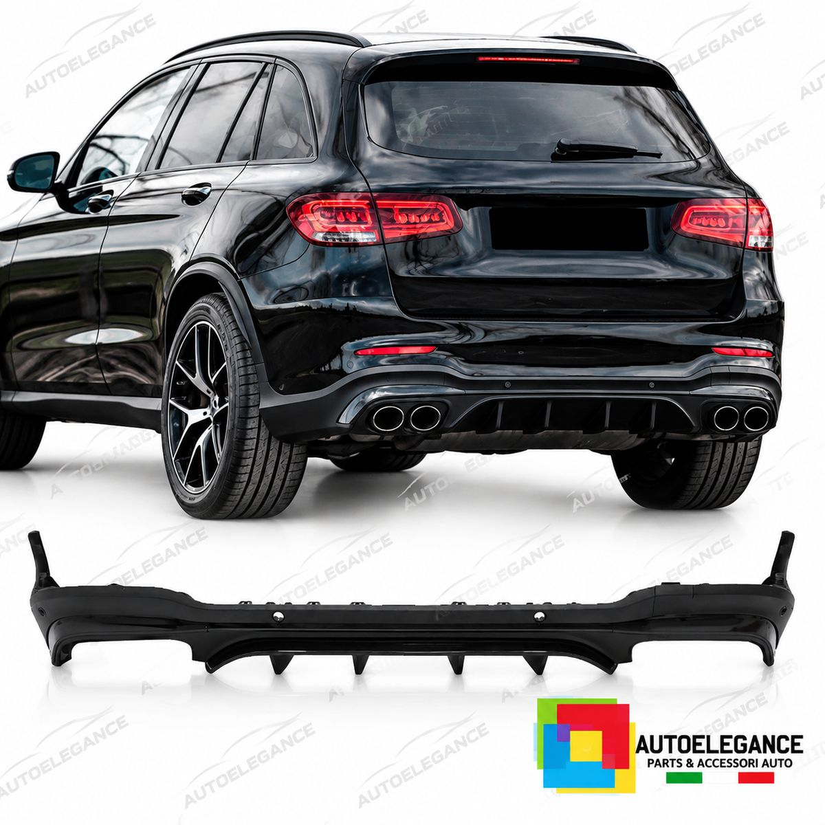 DIFFUSORE ADATTO PER MERCEDES GLC X253 SUV 15-18 LOOK AMG GLC43 NERO