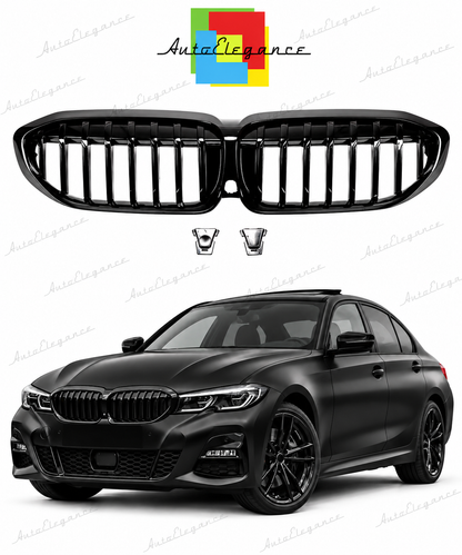 👉Griglia anteriore per BMW Serie 3 (G20, G21) Linea singola Nero lucido👈