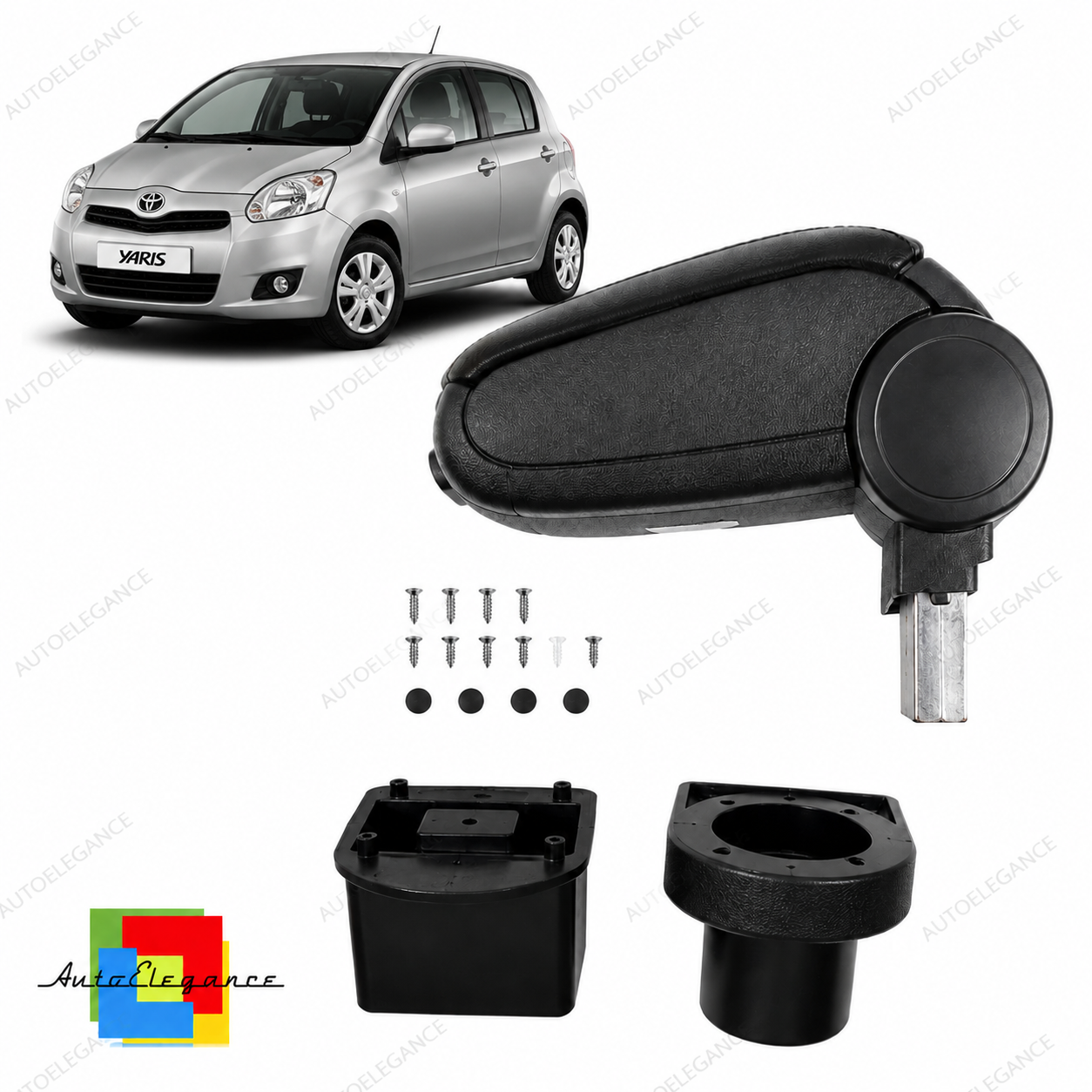 👉Bracciolo in pelle PU nera con vano portaoggetti Toyota Yaris P9 2008-2011👈