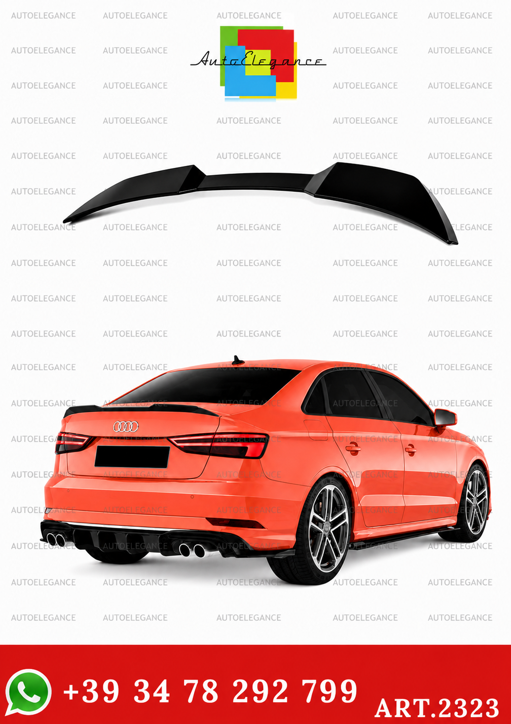 💫ART.2323  SPOILER  AUDI A3 8V FACELIFT SEDAN 2016-2020💫