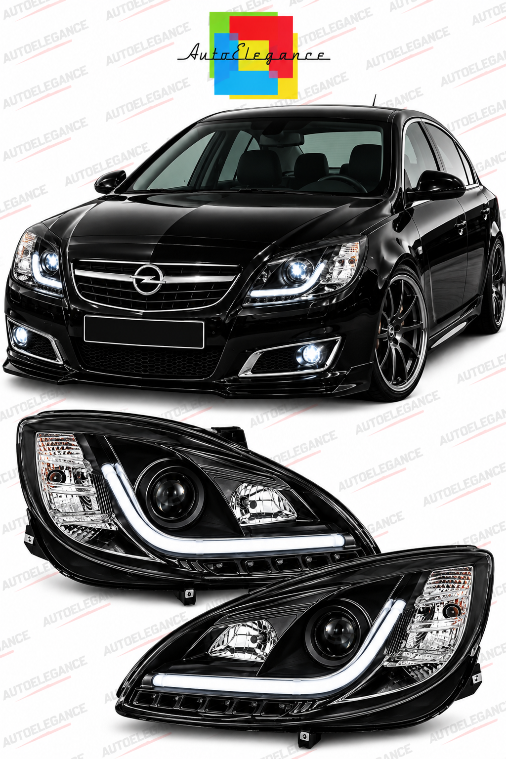 ART.11013 FARI ANTERIORI ADATTO PER  OPEL INSIGNIA 08-12 NERO LED