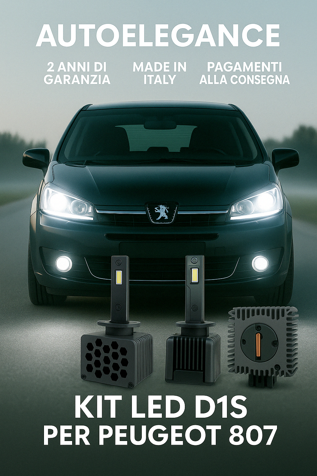 ⭐KIT XENON D1S 6000K ANABBAGLIANTI PER PEUGEOT 807 – LUCE BIANCA POTENTE⭐