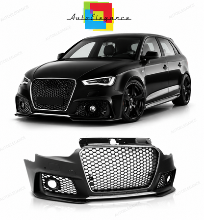 💕PARAURTI ANTERIORE AUDI A3 8V 12 16 LOOK RS3 CROMO NERO PDC💕