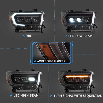 LED Headlights for Toyota Tundra 2007-2013 and Sequoia 2008-2017 2nd Generation (Fits US and Canadian Models). 
