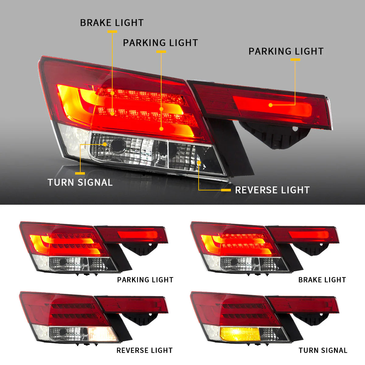 Fanali posteriori a LED  per Honda Accord Inspire berlina di ottava generazione 2008-2013 (non per coupé)