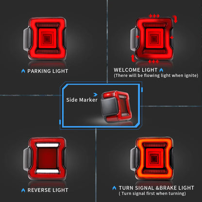 Fanali posteriori per Jeep Wrangler 2018-UP con animazione dinamica e luci di retromarcia doppie (non adatte a JK)