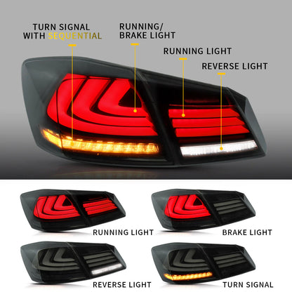 Fanali posteriori sequenziali Full LED per Honda Accord 2013-2015 ABS PMMA GLASS Materiale