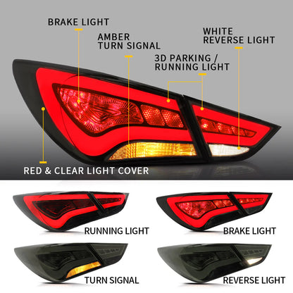 Fanali posteriori Full LED per Hyundai Sonata 6th Gen Sedan 2011-2014 ABS, PMMA, materiale in VETRO