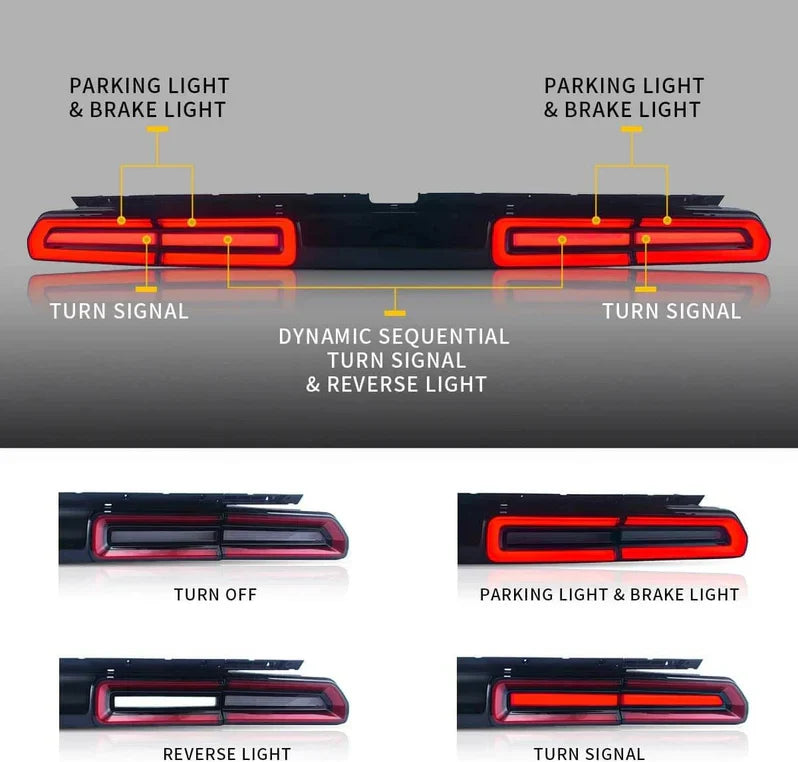 Halo LED Headlights (RGB) + Taillights for Dodge Challenger 2008-2014 