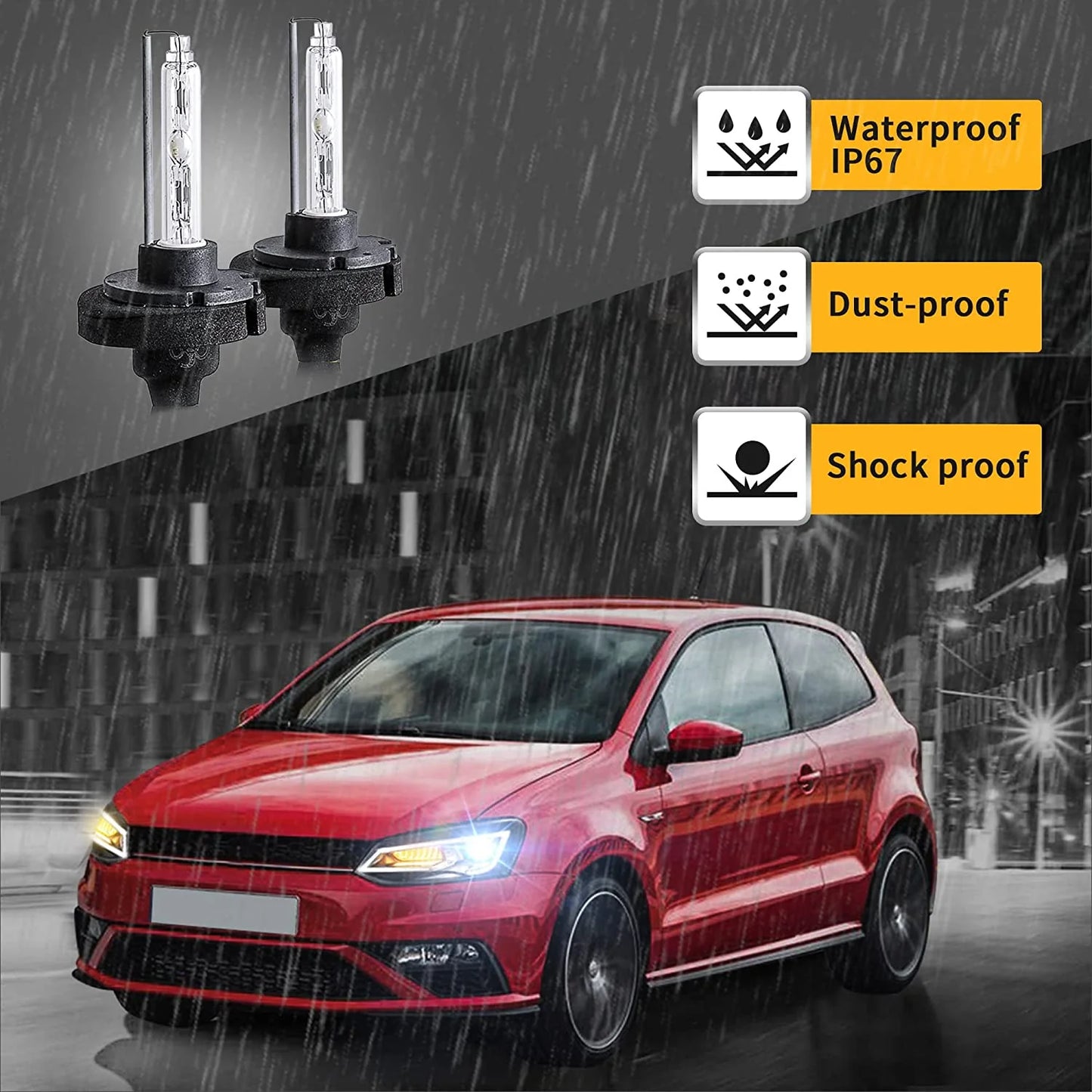 LED Headlights DRL + D2H Xenon Bulbs Compatible with Volkswagen Polo MK5 6R 6C 2009–2017 【Not for 1.2 TSI/R】 