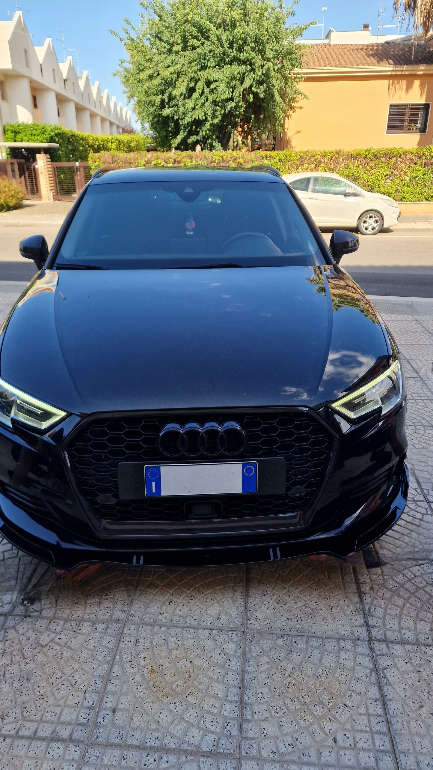 💎UNDER BUMPER SPLITTER AUDI A3 8V 2012+ SLINE ABS GLOSSY BLACK SPOILER 3 PIECES 