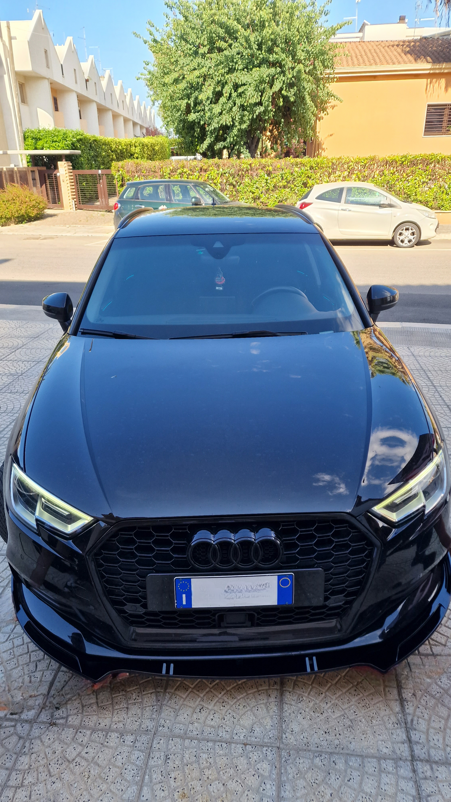💎UNDER BUMPER SPLITTER AUDI A3 8V 2012+ SLINE ABS GLOSSY BLACK SPOILER 3 PIECES 