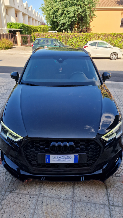 💎UNDER BUMPER SPLITTER AUDI A3 8V 2012+ SLINE ABS GLOSSY BLACK SPOILER 3 PIECES 