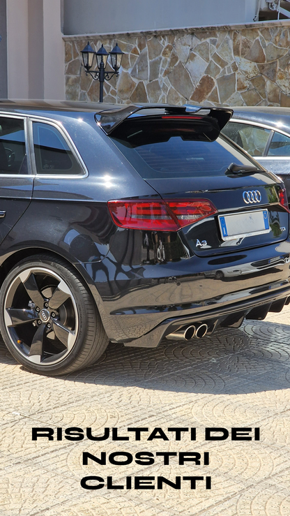 ✨DIFFUSORE ADATTO PER AUDI A3 8V LOOK RS3 12-16 LOOOK NERO LUCIDO 2SX SPORTIVO✨