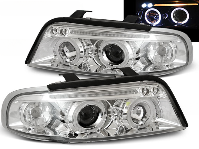 FARI ANTERIORI ANGEL EYES CROMATI ADATTI COMPATIBILI PER AUDI A4 11.94-12.98