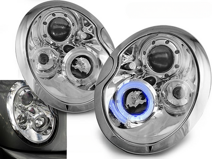 FARI ANTERIORI ANGEL EYES CROMATI per BMW MINI (COOPER) 01-04