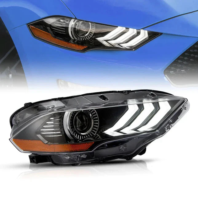 Gruppo proiettori Full LED e Dual Beam per Ford Mustang 2018 2019 2020 con fari ad animazione sequenziale e dinamica