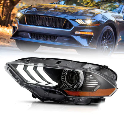 Gruppo proiettori Full LED e Dual Beam per Ford Mustang 2018 2019 2020 con fari ad animazione sequenziale e dinamica