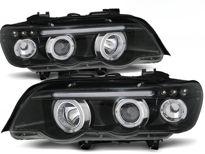 ANGEL EYES HEADLIGHTS BLACK for BMW X5 E53 09.99-10.03 