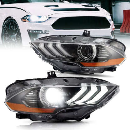 Gruppo proiettori Full LED e Dual Beam per Ford Mustang 2018 2019 2020 con fari ad animazione sequenziale e dinamica