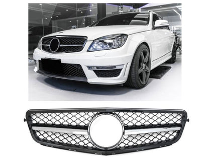 😍ART.6672 Griglia Sport Adatta Per Mercedes W204 S204 Nero Cromato😍