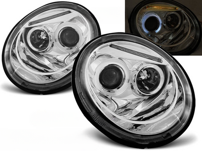 FARI ANTERIORI ANGEL EYES CROMATI adatti per VW NEW BEETLE 10.98-05.05