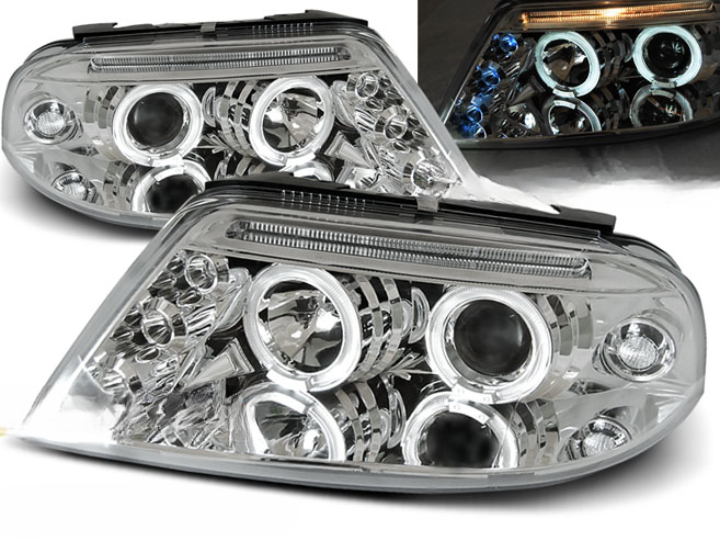 FARI ANTERIORI ANGEL EYES CROMATI ADATTI PER VW PASSAT 3BG 09.00-03.05