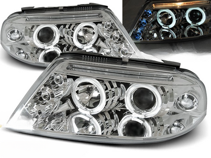 FARI ANTERIORI ANGEL EYES CROMATI ADATTI PER VW PASSAT 3BG 09.00-03.05