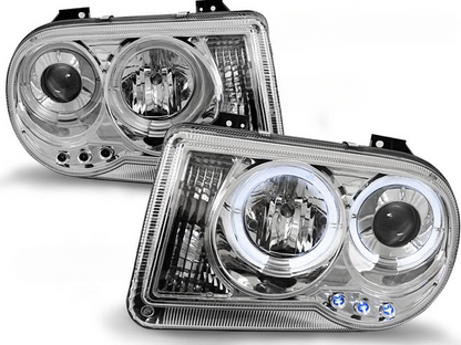 ART.5560  FARI ANTERIORI CHRYSLER 300C 05-10 ANGEL EYES CHROME
