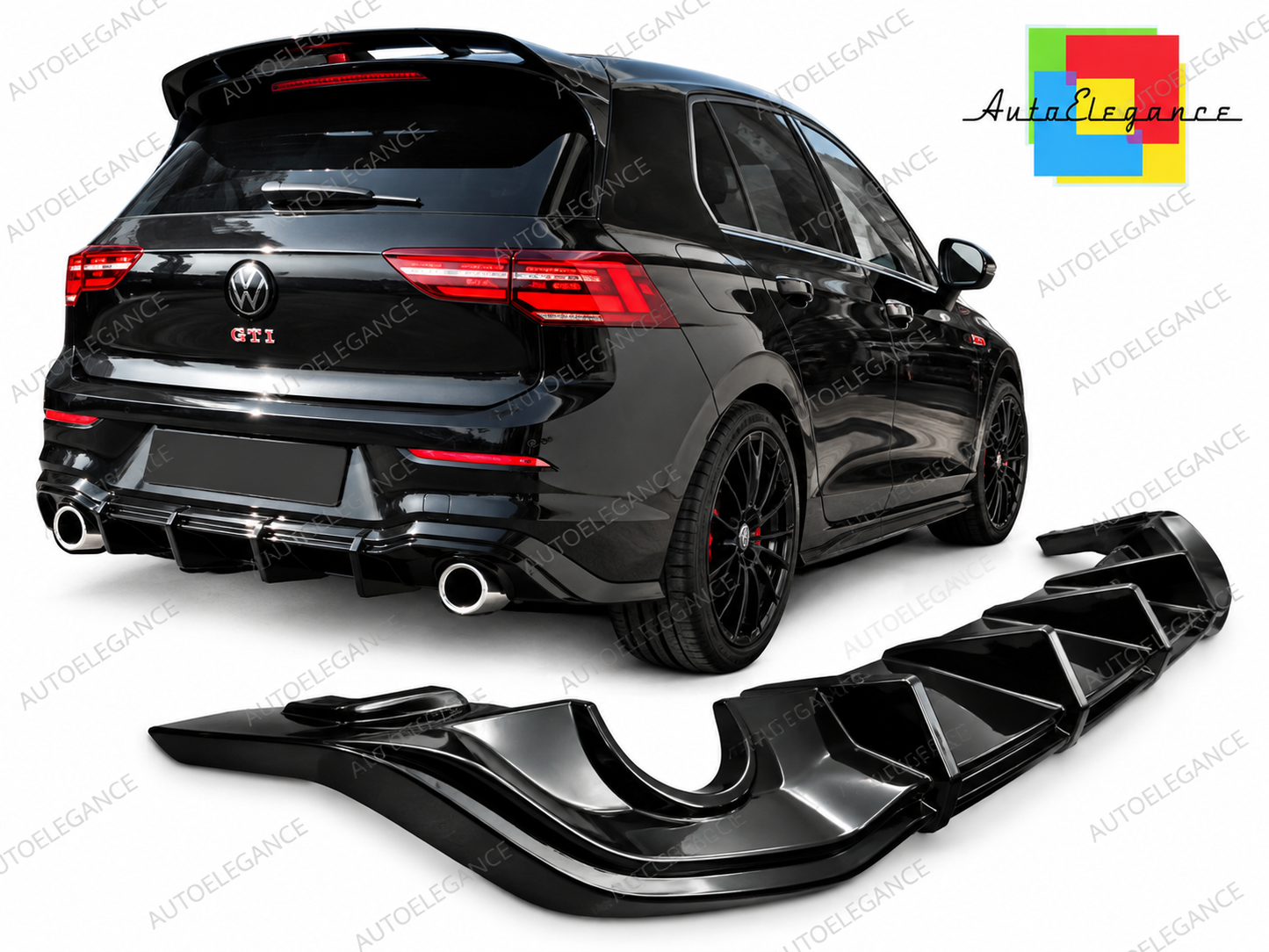 👉ART.1908/ART.2417 Diffusore Posteriore Adatto per VW Golf 8 8.5 Nero Lucido👈